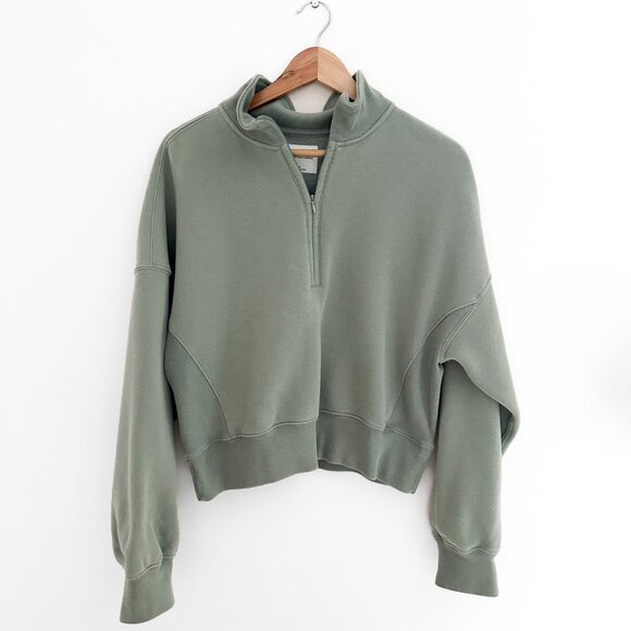 Abercrombie & Fitch Tops - Abercrombie & Fitch Essential Sunday Half-Zip Sweatshirt - Green Size Small
